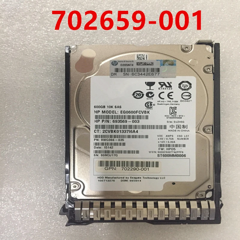 

Original New HDD For HP 600GB 2.5" SAS 6 Gb/s 64MB 10000RPM For Internal HDD For Server HDD For 702659-001 702284-B21