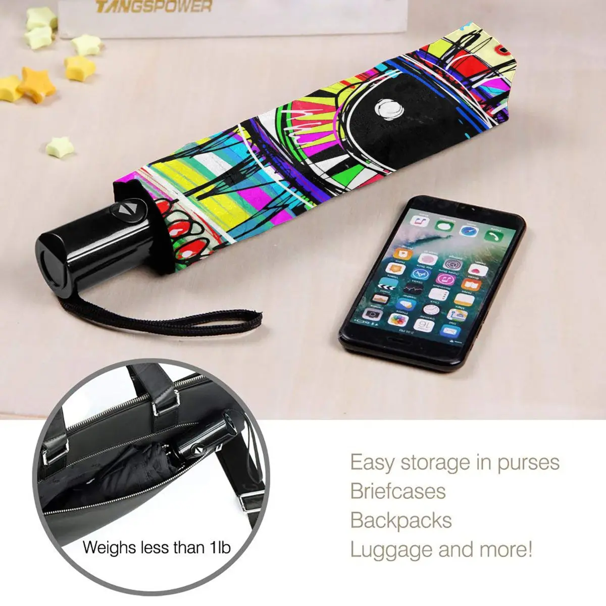 Wind Resistant Fully-Automatic Umbrella Abstract Colorful Eye Art Rain 3 Folding Parasol Travel Car Umbrella 
Wind Resistant Fully-Automatic Umbrella Abstract Colorful Eye Art Rain 3 Folding Parasol Travel Car Umbrella