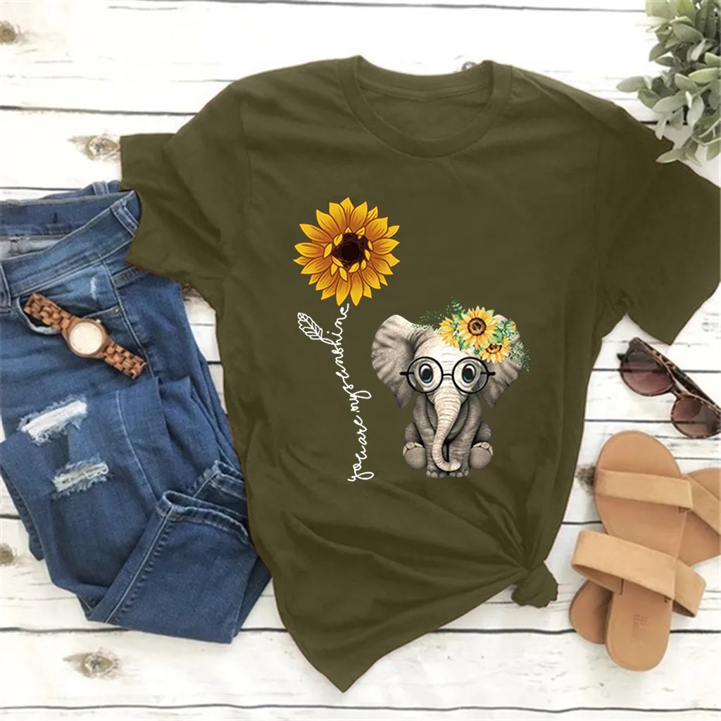 Women Casual Printing Sunflower Short Sleeves O-neck Loose T-shirt Blouse Tops Camisas De Mujer Top Femme Рубашка Женская 2021
Women Casual Printing Sunflower Short Sleeves O-neck Loose T-shirt Blouse Tops Camisas De Mujer Top Femme Рубашка Женская 2021