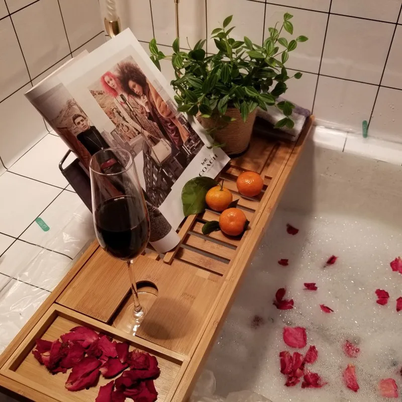 70-106cm Extendable Bamboo Bath Caddy Tray Adjustable Home Spa Wooden Bathtub Tray Book Wine Tablet Holder Reading Rack 
70-106cm Extendable Bamboo Bath Caddy Tray Adjustable Home Spa Wooden Bathtub Tray Book Wine Tablet Holder Reading Rack