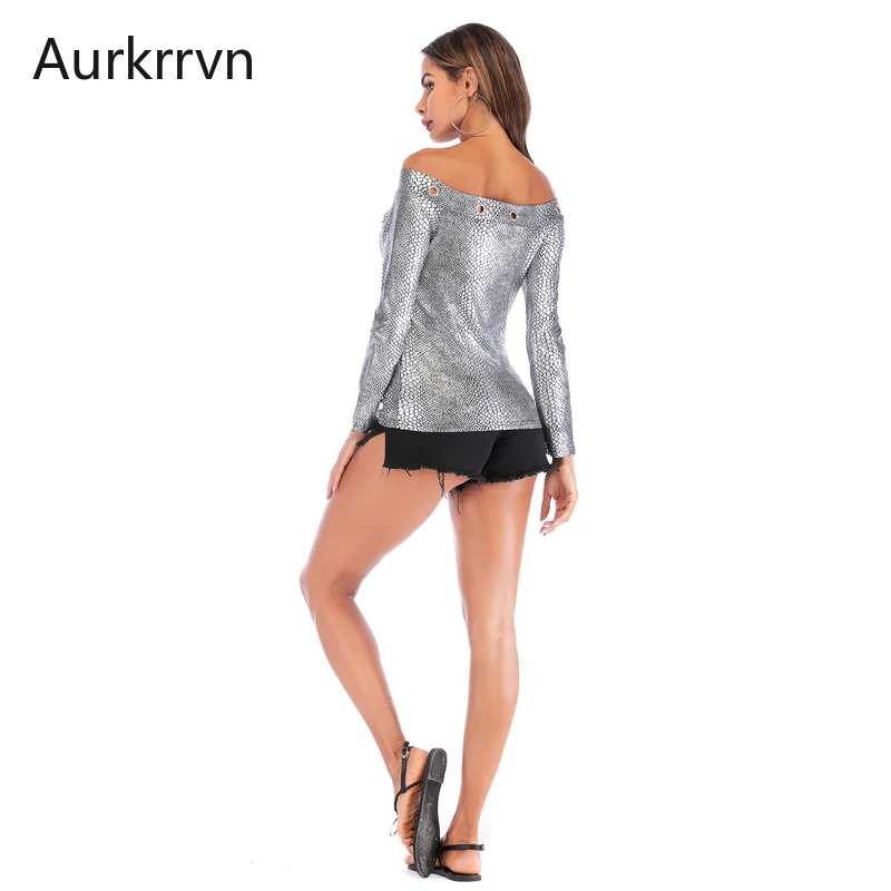 Aurkrrvn Sexy Snake Printed Women's Tshirt Zipper Off Shoulder Long Sleeve Atumn T-shirt Woman Hole Club Tops for Female 2020
Aurkrrvn Sexy Snake Printed Women's Tshirt Zipper Off Shoulder Long Sleeve Atumn T-shirt Woman Hole Club Tops for Female 2020
