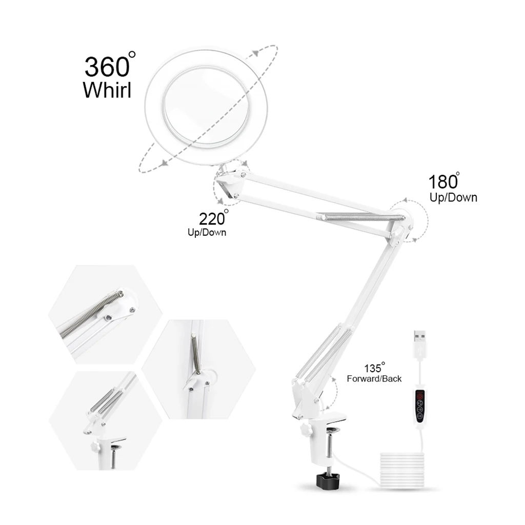 5X Magnifying Glass Desk Lamp Flexible Magnifier Light for Hobbies Crafts Tattoo 
5X Magnifying Glass Desk Lamp Flexible Magnifier Light for Hobbies Crafts Tattoo