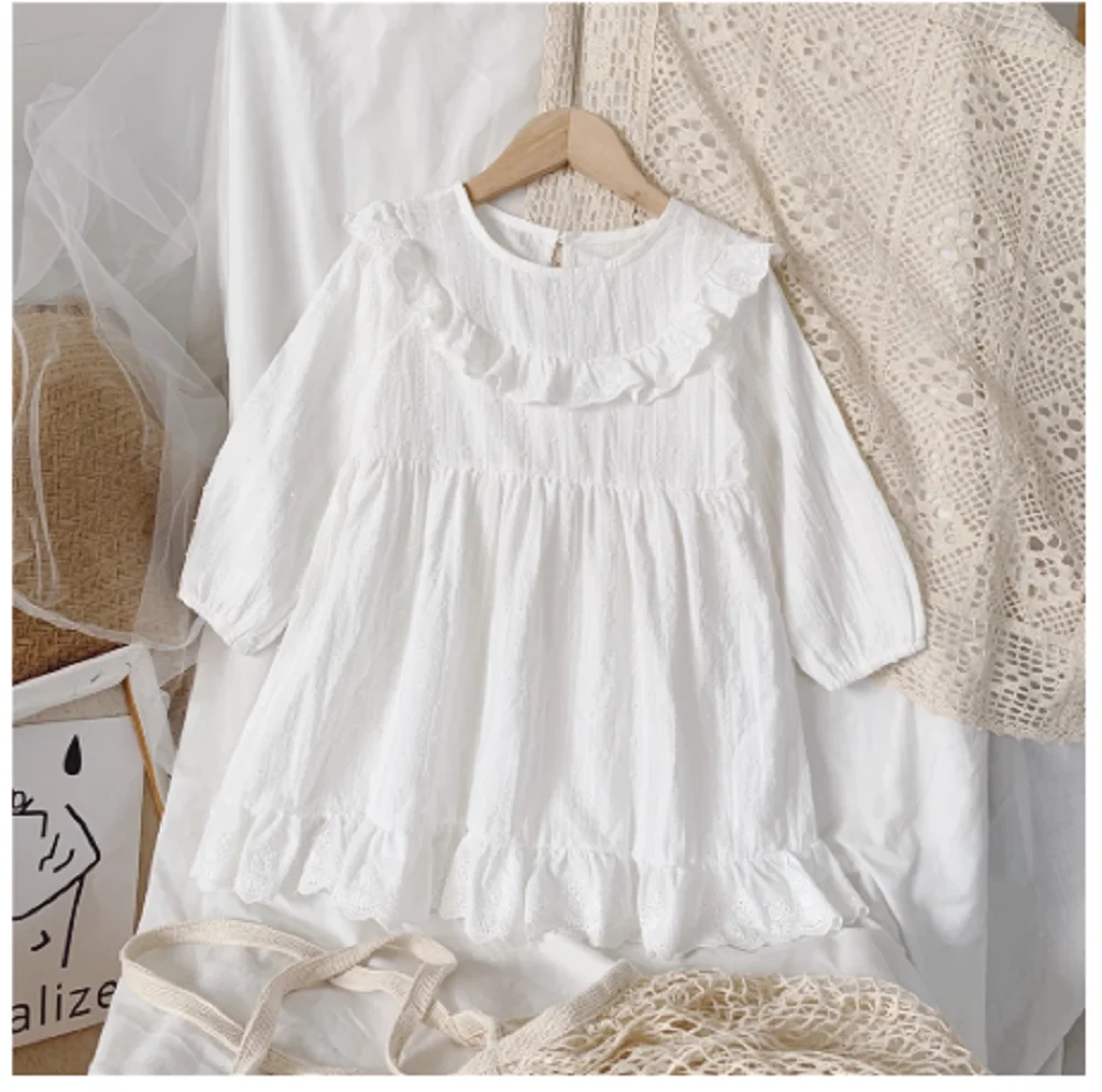 Toddler Baby Girls Ruffle Neck Princess Dress, Kids Girls White Smock Flounce Dress
Toddler Baby Girls Ruffle Neck Princess Dress, Kids Girls White Smock Flounce Dress