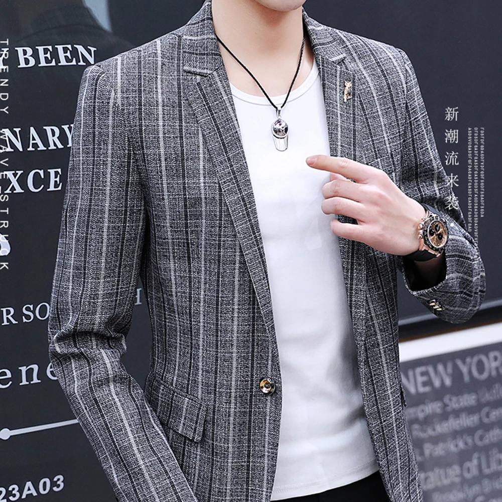 Men's Striped Plaid Casual Business Suit Jacket Slim Fit Spring and Autumn Jacket Men's Clothing Man Coat Asian Size
Men's Striped Plaid Casual Business Suit Jacket Slim Fit Spring and Autumn Jacket Men's Clothing Man Coat Asian Size