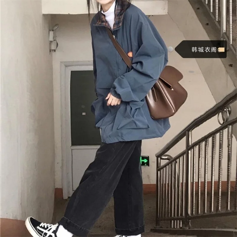 Reversible jacket for women Korean loose autumn new multi-pocketed jacket Harajuku retro gown shirts preppy campus hip hop coat
Reversible jacket for women Korean loose autumn new multi-pocketed jacket Harajuku retro gown shirts preppy campus hip hop coat