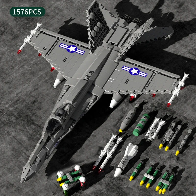 Конструктор MOC военный высокотехнологичный авиационный истребитель летающий