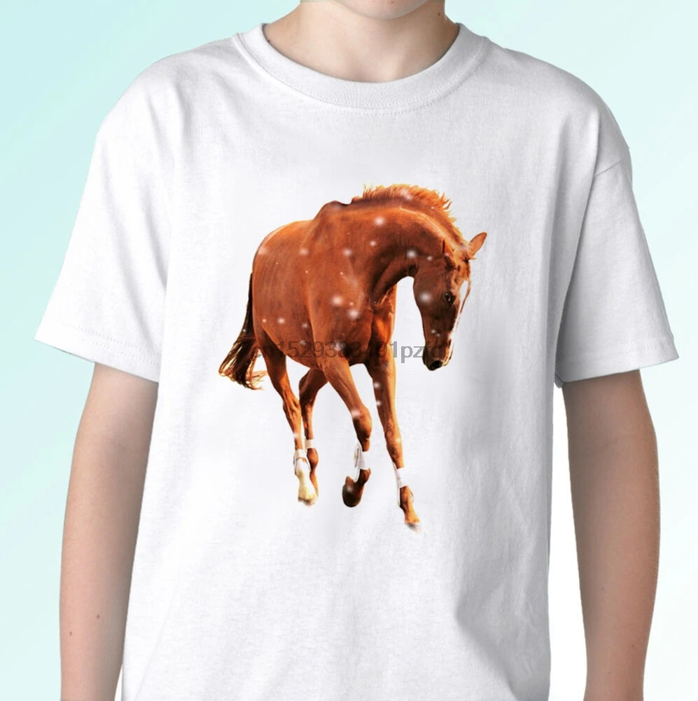 Белая футболка с изображением лошади животных мужские женские детские размеры |