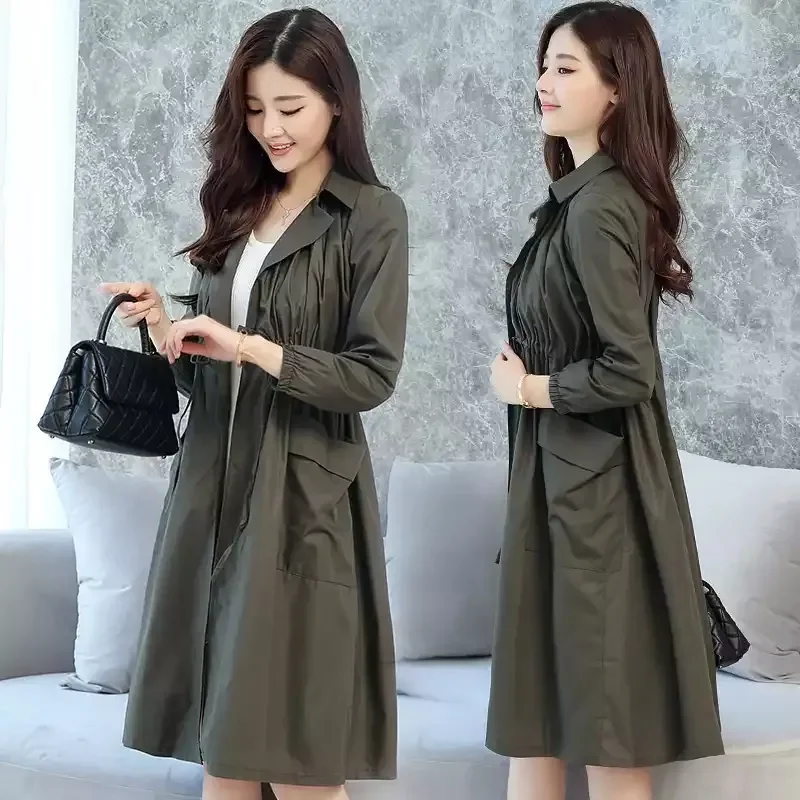 Windbreaker Women's Mid-Length Jacket Spring And Autumn 2021 New Fashion Drawstring Thin Solid Color Female Outerwear L269
Windbreaker Women's Mid-Length Jacket Spring And Autumn 2021 New Fashion Drawstring Thin Solid Color Female Outerwear L269