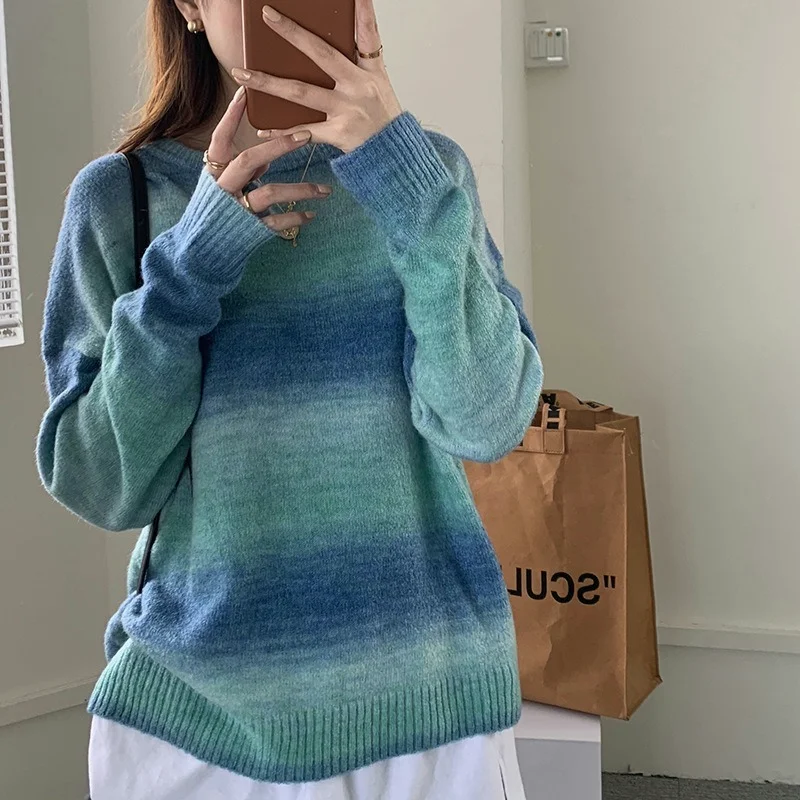 Gradient O-Neck Long Sleeve Sweater Women 2021 Autumn Korean Loose Outerwear Knit Pullover M8509
Gradient O-Neck Long Sleeve Sweater Women 2021 Autumn Korean Loose Outerwear Knit Pullover M8509