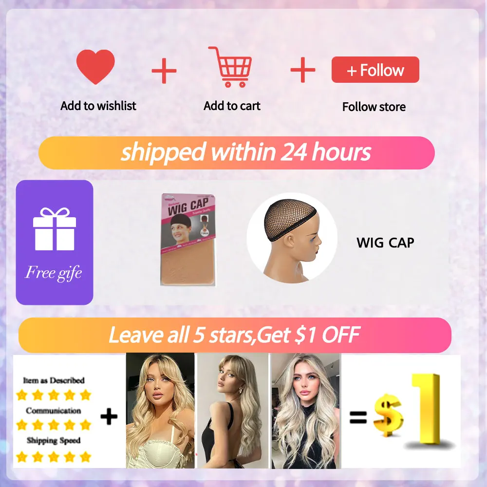 JONRENAU Synthetic Wavy Blonde Platinum Wigs For Women With Bangs Ombre Dark Long Wave Wig Party Daily Heat Resistant Fibre Hair | Шиньоны и