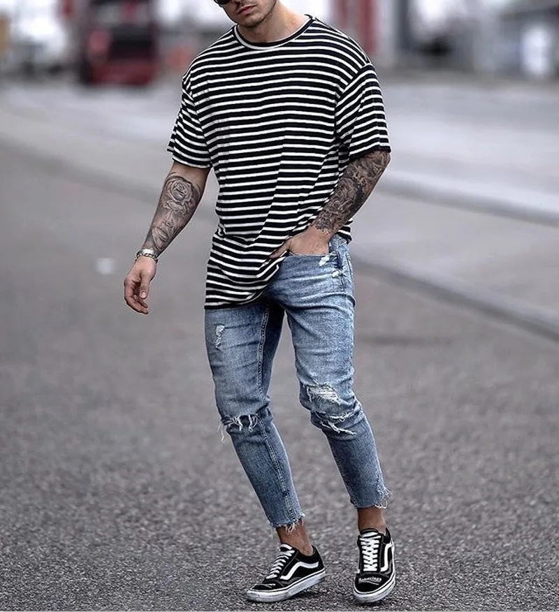 Casual Skinny Jeans Ankle Length Ripped Denim Pant Zipper Fly Men Clothing Cut Bottom Pencil Pant Light Blue Cowboys Streetwear
Casual Skinny Jeans Ankle Length Ripped Denim Pant Zipper Fly Men Clothing Cut Bottom Pencil Pant Light Blue Cowboys Streetwear