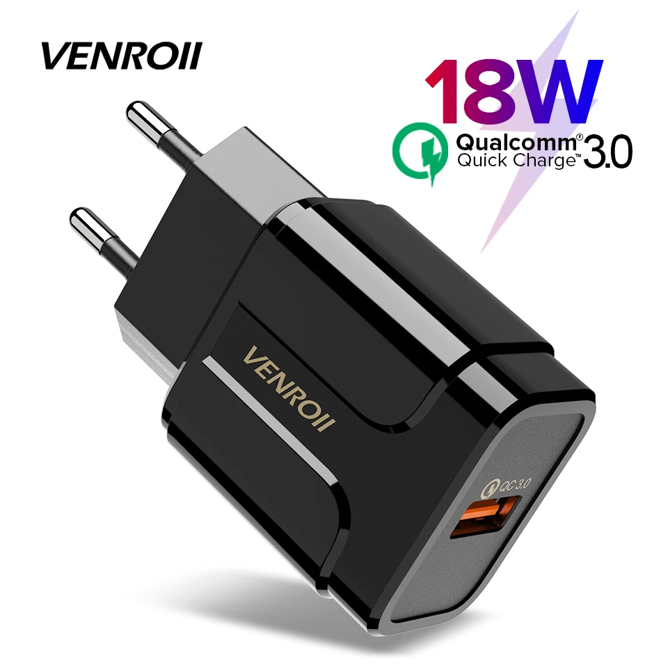 Venroii Универсальный 18 Вт USB Quick Charge 3 0 для iPhone 8 EU US Plug мобильный телефон быстрое