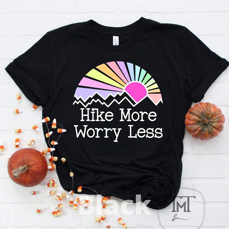 Hike More Worry Less Sunset Womens T Shirts Cotton Graphic Tee Christian Clothes Church T-shirt Female O Nekc Tops Dropshipping
Hike More Worry Less Sunset Womens T Shirts Cotton Graphic Tee Christian Clothes Church T-shirt Female O Nekc Tops Dropshipping