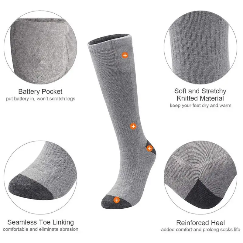 

Электрические носки с подогревом, грелка для ног, носки с перезаряжаемой USB батареей для зимних видов спорта, грелки для ног, унисекс, электр...