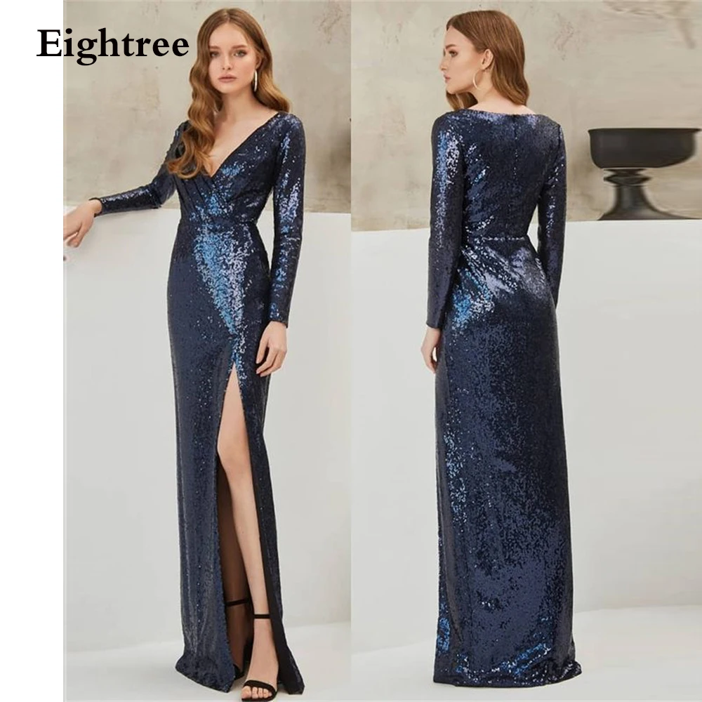 Eightree Royal Nayal Evening Dress High Split Sequins Prom Dresses Sexy V Neck Evening Party Gowns Long Sleeves Formal Dress
Eightree Royal Nayal Evening Dress High Split Sequins Prom Dresses Sexy V Neck Evening Party Gowns Long Sleeves Formal Dress