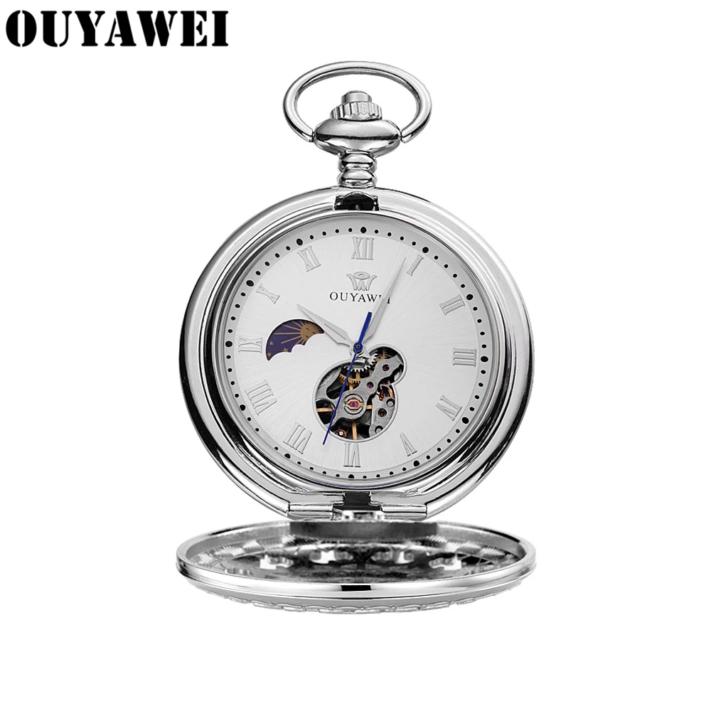 Часы OUYAWEI Мужские механические карманные брендовые Роскошные с ручным заводом в