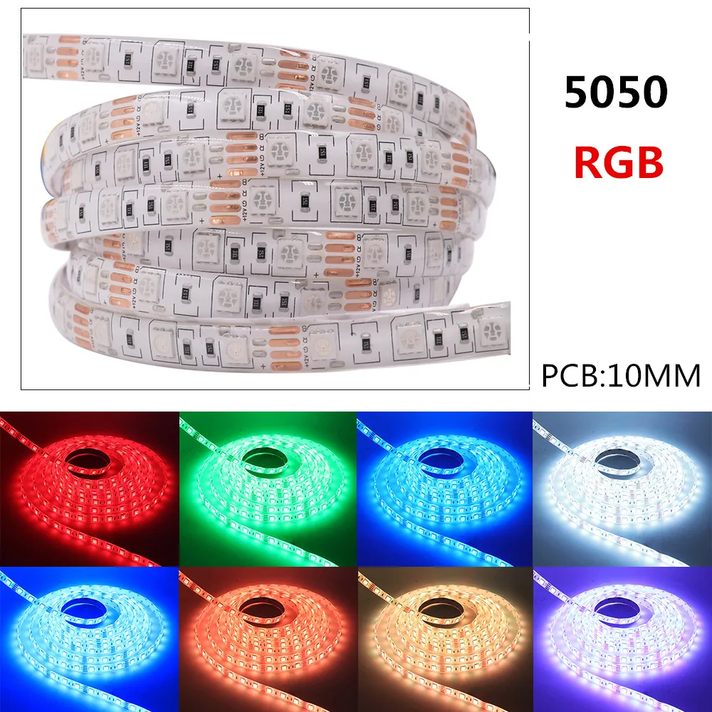 Цветная (RGB) Светодиодные ленты DC 12V 5050 2835 60 светодиодов/m Водонепроницаемый гибкие