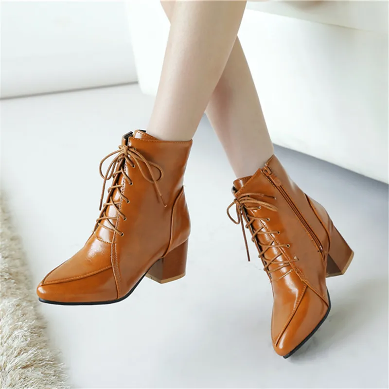 Shoes Women Boots Spring High Heels Ankle Boots Pointed Toe Square heel Martin Boots Zip Ladies Shoes Big Size 32-45
Shoes Women Boots Spring High Heels Ankle Boots Pointed Toe Square heel Martin Boots Zip Ladies Shoes Big Size 32-45