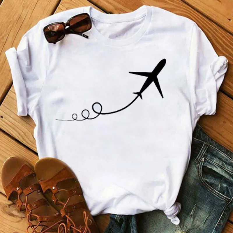 Travel Let's Summer Casual Women T Shirts Summer Short Sleeve Female T-shirts Cartoon Plan Graphic Tees Camisetas Mujer
Travel Let's Summer Casual Women T Shirts Summer Short Sleeve Female T-shirts Cartoon Plan Graphic Tees Camisetas Mujer