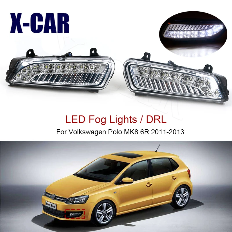 X Автомобильная светодиодный ная передняя противотуманная фара DRL для Volkswagen Polo MK8
