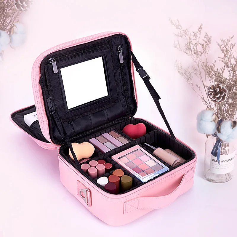 New Professional Makeup bag With Mirror Organizer Women Travel Cosmetic Cases Large Capacity Cosmetics Bag Capacity Storage Box
New Professional Makeup bag With Mirror Organizer Women Travel Cosmetic Cases Large Capacity Cosmetics Bag Capacity Storage Box