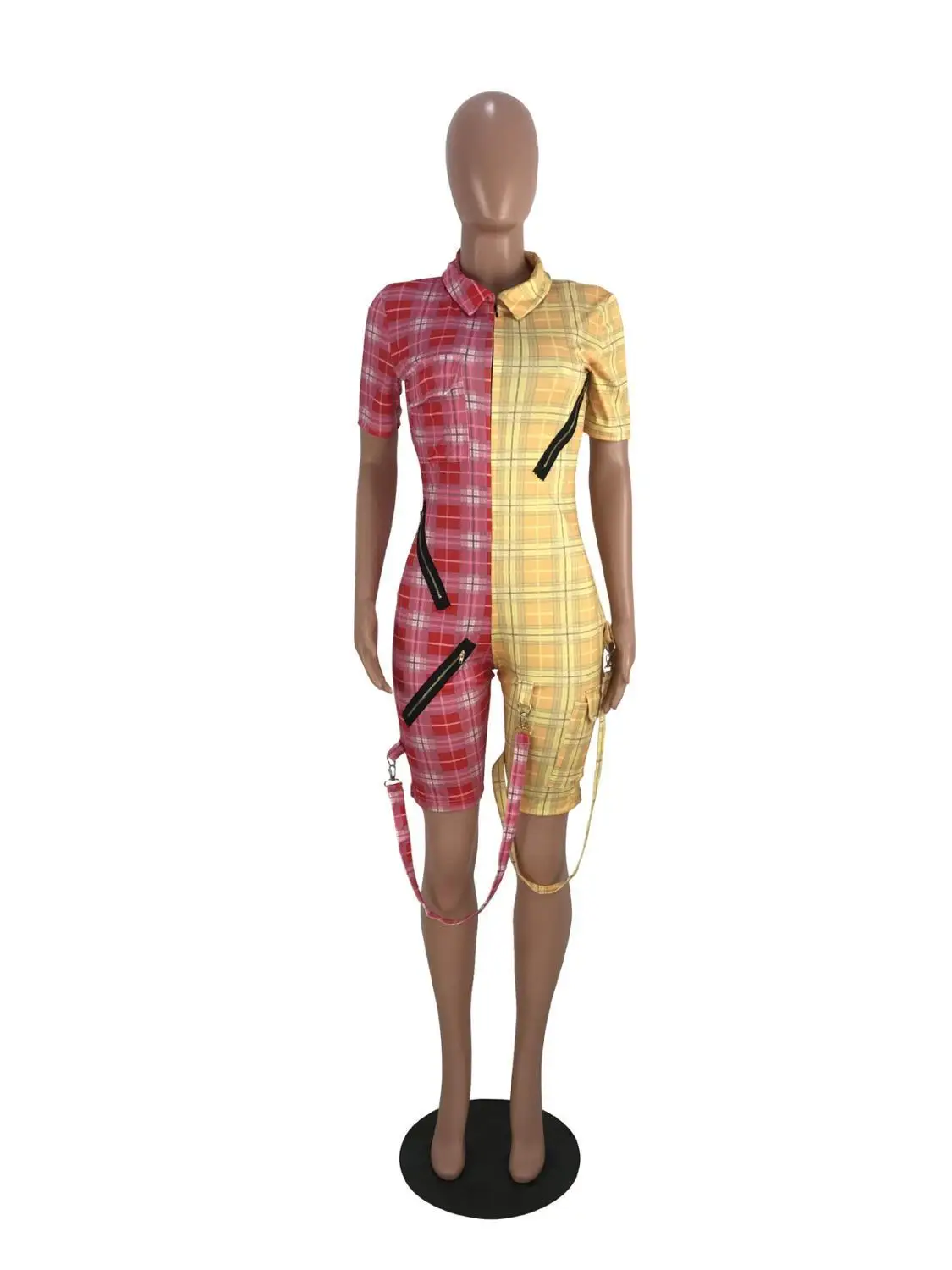 Fashion Streetwear Woman 2 Color Plaid Printed Short Playsuits New Style Turn-Down Collar Short Sleeve Pocket Rompers MOY5076
Fashion Streetwear Woman 2 Color Plaid Printed Short Playsuits New Style Turn-Down Collar Short Sleeve Pocket Rompers MOY5076