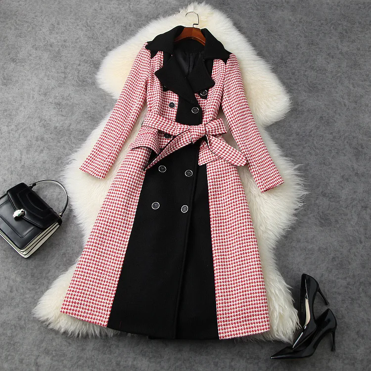 European and American women's wear 2020 winter new style Long sleeve splicing plaid double - breasted Fashionable tweed coat
European and American women's wear 2020 winter new style Long sleeve splicing plaid double - breasted Fashionable tweed coat