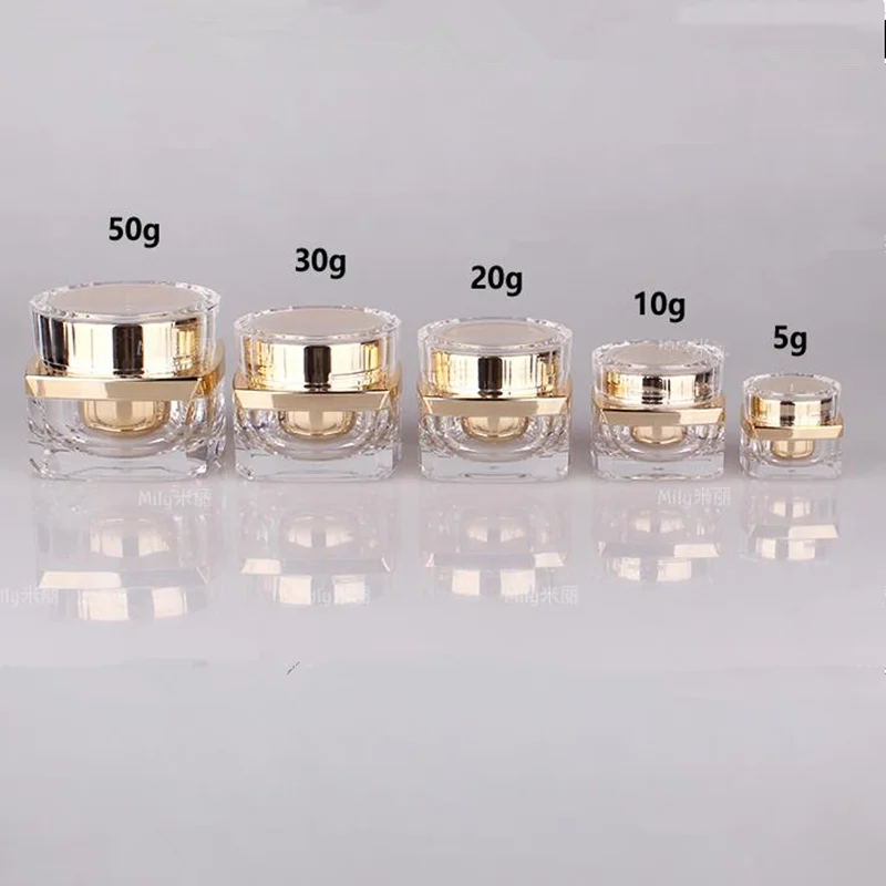 

50pcs 5g 10g 20g 30g 50g Top Grade Clear Acrylic Empty Bottle jar Eye Gel Lipstick Sample Empty Cosmetic Containers