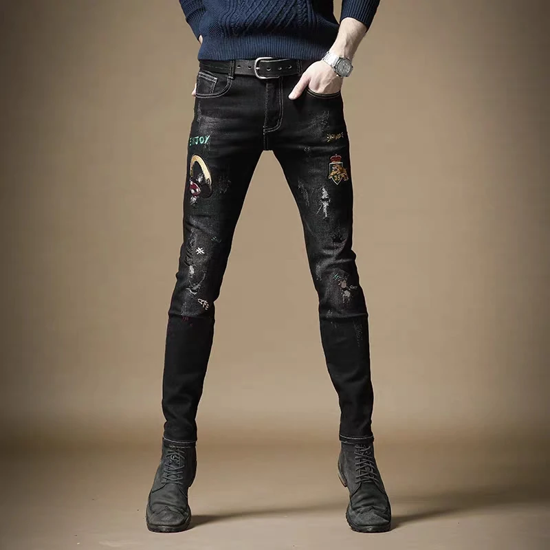 Free Shipping New 2020 men's male jeans fashion brand slim Black Hole Tide denim Brand Embroidery Korean Trend Pants trousers
Free Shipping New 2020 men's male jeans fashion brand slim Black Hole Tide denim Brand Embroidery Korean Trend Pants trousers
