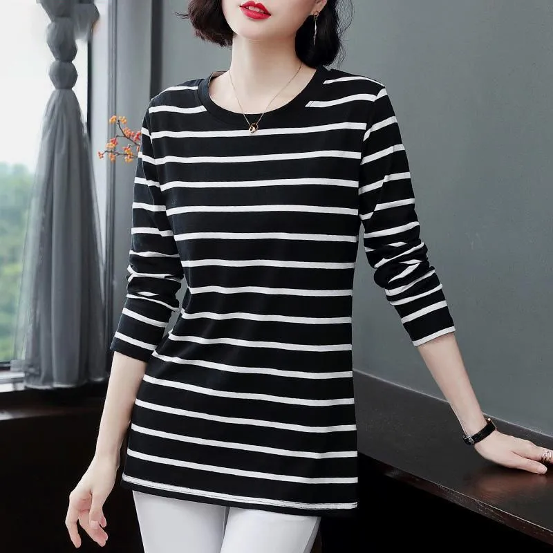 Plus Size T Shirts Female Round Neck Long Sleeve Tops Loose Fashion Clothes For Women Striped Tshirts Spring Autumn Winter M-4XL
Plus Size T Shirts Female Round Neck Long Sleeve Tops Loose Fashion Clothes For Women Striped Tshirts Spring Autumn Winter M-4XL