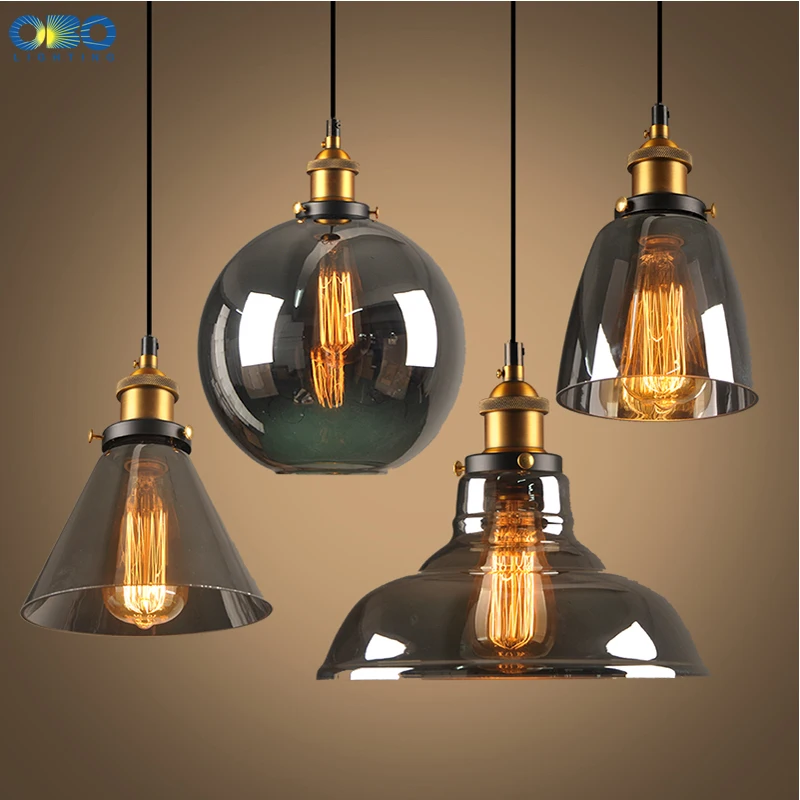 Vintage Pendant Lamp Smoke Gray Glass Lampshade Cord 1-1.5m Wire Coffee Shop Inrood Lighting LED Pendant Light E27 Bulb 110-240V
Vintage Pendant Lamp Smoke Gray Glass Lampshade Cord 1-1.5m Wire Coffee Shop Inrood Lighting LED Pendant Light E27 Bulb 110-240V