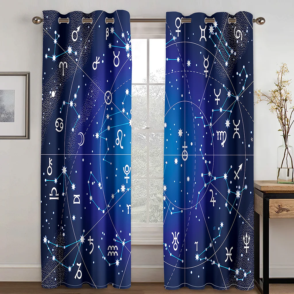 Living Room Shading 90% Decorative Curtain Constellation Pattern Home Textile Decoration Bedroom Perforated Curtains 
Living Room Shading 90% Decorative Curtain Constellation Pattern Home Textile Decoration Bedroom Perforated Curtains