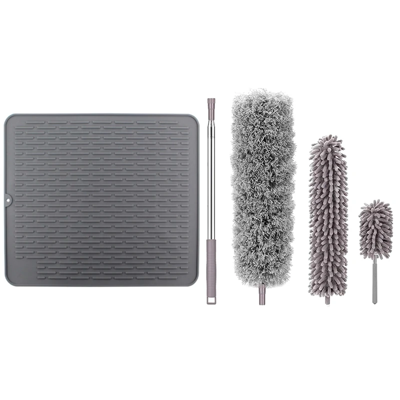 1 Pcs Large Silicone Placemat Dish Drying Mat & 1 Set Microfiber Duster,Duster Cleaning Kit With Extension Pole
1 Pcs Large Silicone Placemat Dish Drying Mat & 1 Set Microfiber Duster,Duster Cleaning Kit With Extension Pole