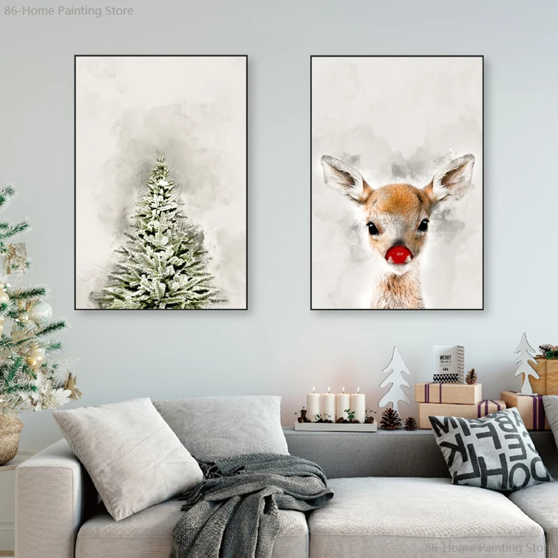 Christmas Wall Poster Rudolf The Red Nose Deer Nursery Pine Tree Winter Canvas Painting Prints Living Kids Home Decor Wall Art
Christmas Wall Poster Rudolf The Red Nose Deer Nursery Pine Tree Winter Canvas Painting Prints Living Kids Home Decor Wall Art