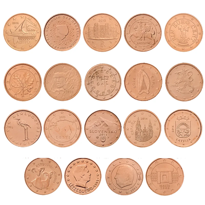 

19 стран ЕС 1% 19 из разных стран Европа Новые оригинальные монеты Коллекционная версия настоящий редкий UNC подарок коллекция