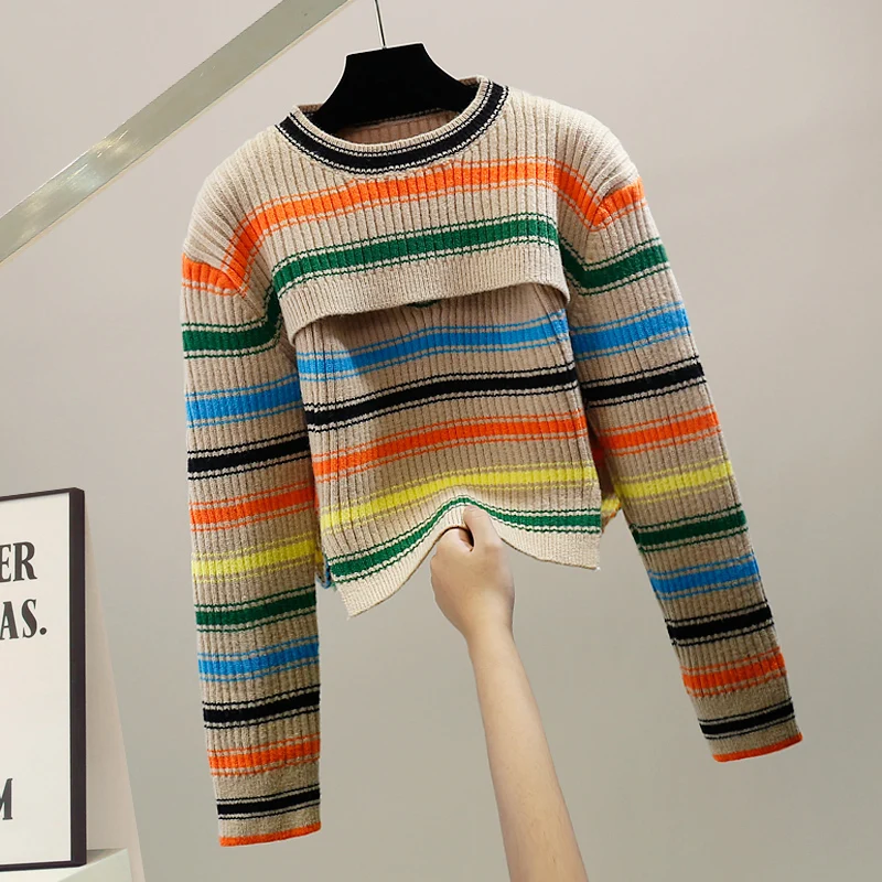 VANOVICH корейский стиль цветные полосы дизайн чувствительная кофта искусственная двойка вязаный свитер 2022 Весна и Осень Новые пуловеры
VANOVICH корейский стиль цветные полосы дизайн чувствительная кофта искусственная двойка вязаный свитер 2022 Весна и Осень Новые пуловеры