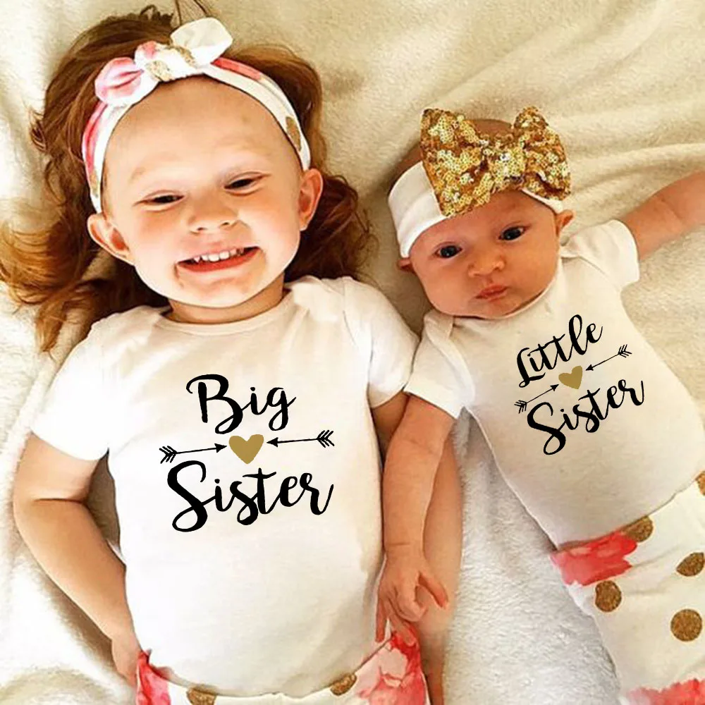 Рубашка с изображением семьи для старшей сестры футболка маленьких девочек