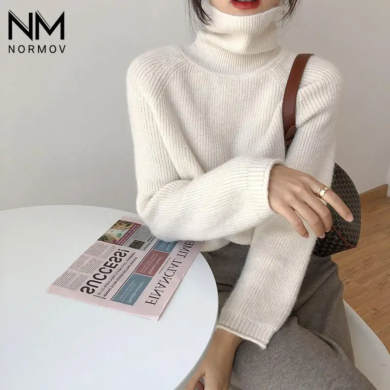 NORMOV High Collar Sweater Women Knitted Solid Long Sleeve Casual Pullover Autumn Winter Thick Loose Sweater Women Fashion 2021
NORMOV High Collar Sweater Women Knitted Solid Long Sleeve Casual Pullover Autumn Winter Thick Loose Sweater Women Fashion 2021