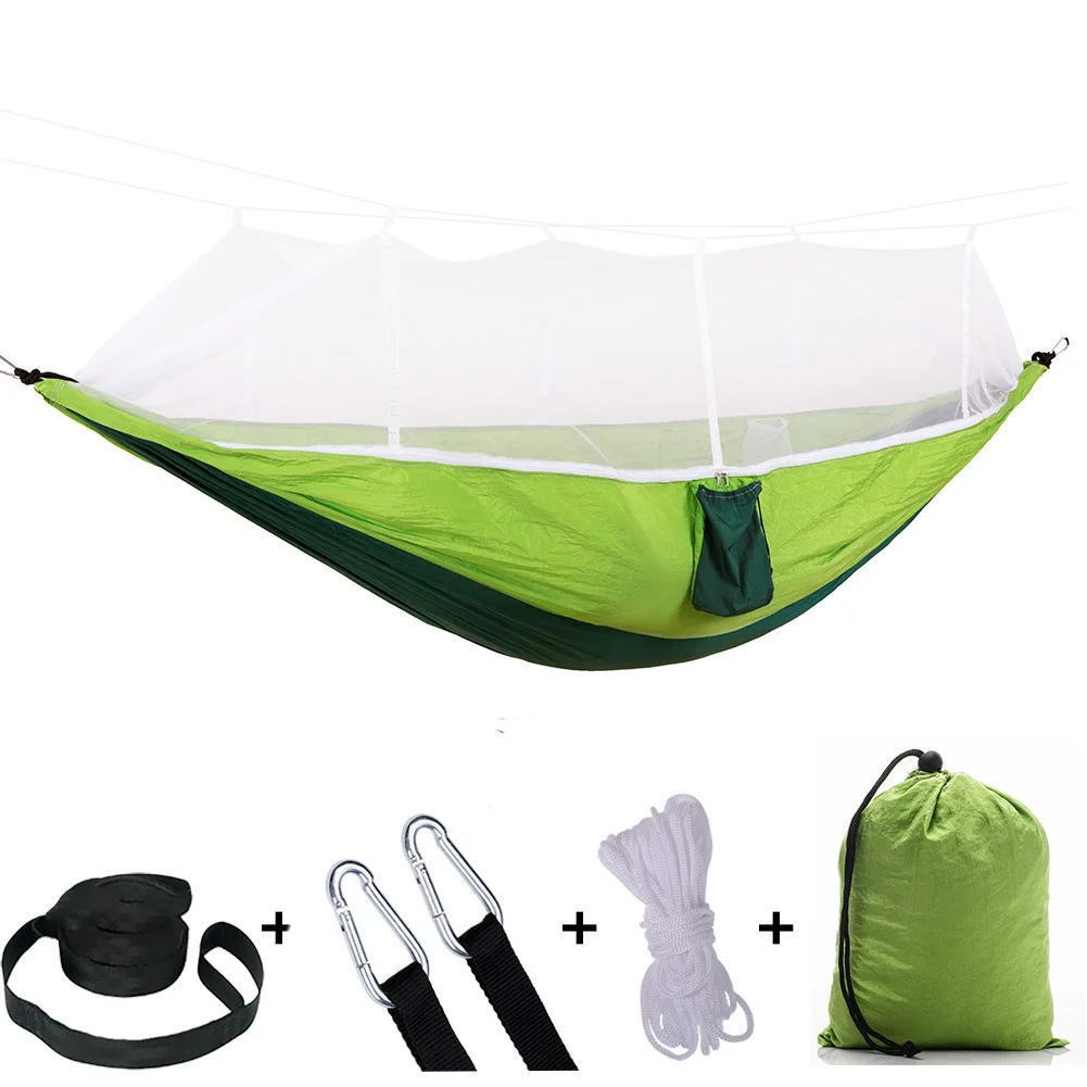 1-2 Person Portable Outdoor Camping Hammock with Mosquito Net High Strength Parachute Fabric Hanging Bed Hunting Sleeping Swing
1-2 Person Portable Outdoor Camping Hammock with Mosquito Net High Strength Parachute Fabric Hanging Bed Hunting Sleeping Swing