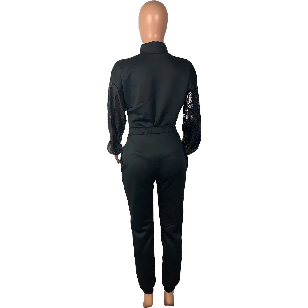 Sequined Patchwork Sexy Two Piece Set Sweat Suits Women Stand Collar Full Sleeve Crop Top and Pencil Pants Causal Plus Size Set
Sequined Patchwork Sexy Two Piece Set Sweat Suits Women Stand Collar Full Sleeve Crop Top and Pencil Pants Causal Plus Size Set