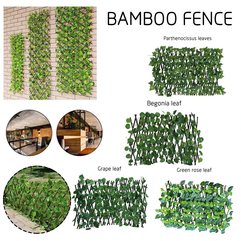 

Retractable Artificial Garden Trellis Fence Expandable Faux Ivy Privacy Fence Wood Vines Climbing Frame Gardening Plant Decor