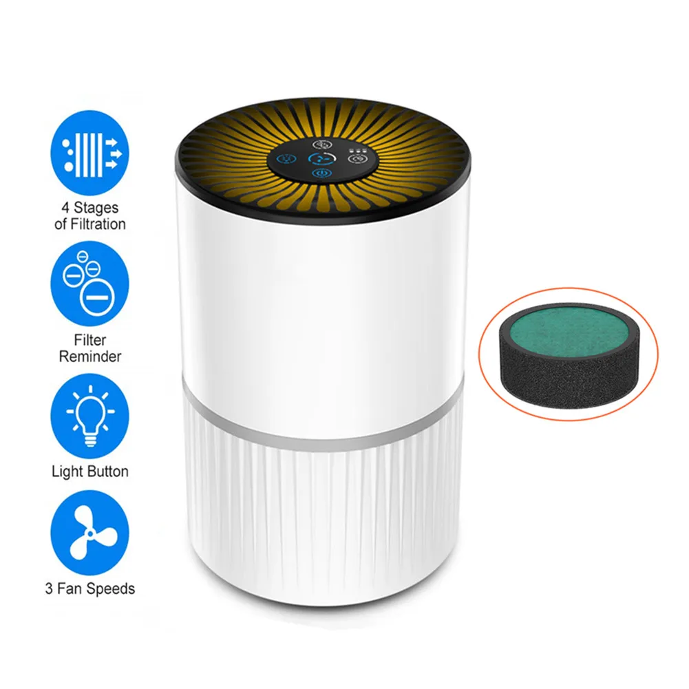 

3 Modes Portable HEPA Filter Air Purifier USB Charging LED Light Air Cleaner Anion Ionizer Negative Ion Generator Aroma Diffuser