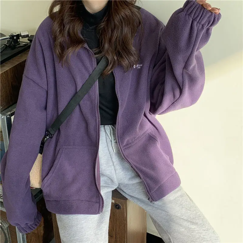Sweater women autumn and winter zipper polar fleece thick loose cardigan jacket Hoodies Harajuku long-sleeved hooded Oversized
Sweater women autumn and winter zipper polar fleece thick loose cardigan jacket Hoodies Harajuku long-sleeved hooded Oversized