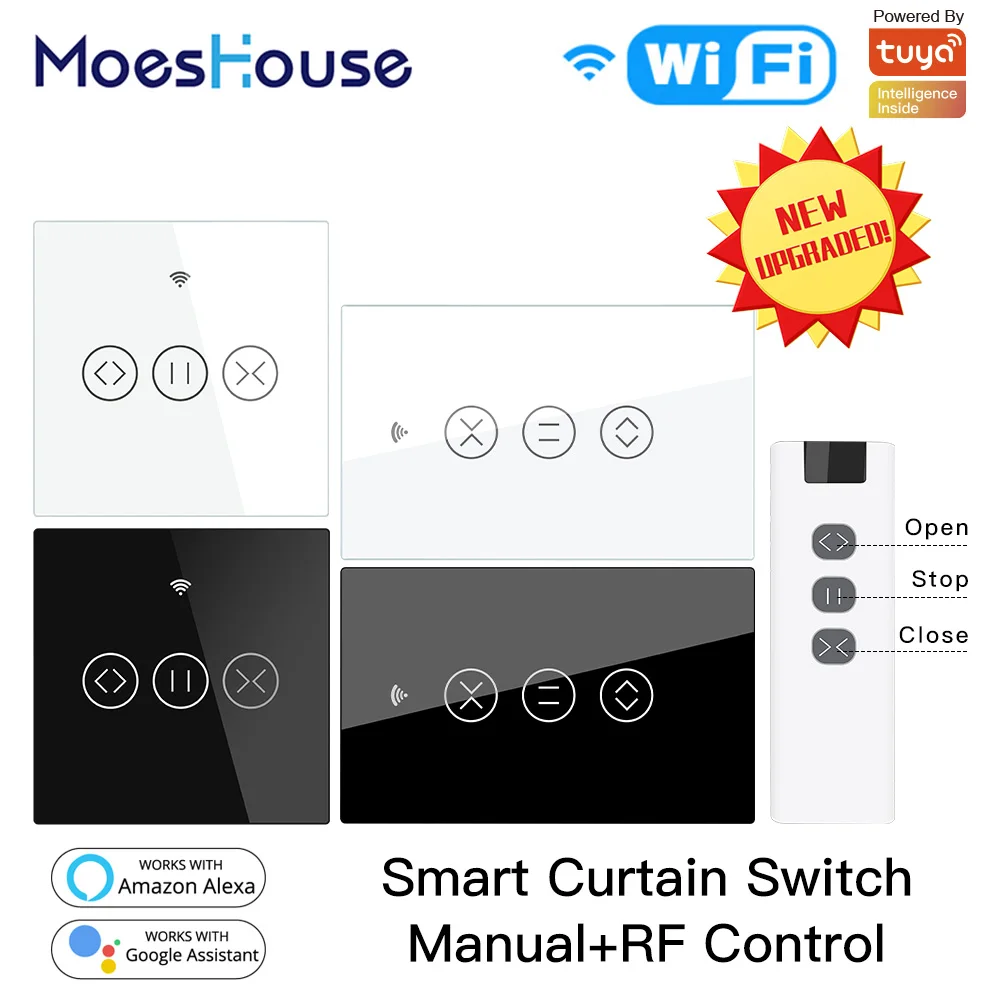 US EU WiFi RF433 Smart Touch Curtain Roller Blinds Motor Switch Tuya Smart Life App Remote Control Works with Alexa Google Home
US EU WiFi RF433 Smart Touch Curtain Roller Blinds Motor Switch Tuya Smart Life App Remote Control Works with Alexa Google Home