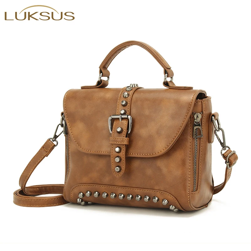 LUKSUS Fashion Rivet Crossbody Bags for Women Vintage Brown Black Green Grey Leather Messenger bag Handbags bolsos para mujer
LUKSUS Fashion Rivet Crossbody Bags for Women Vintage Brown Black Green Grey Leather Messenger bag Handbags bolsos para mujer