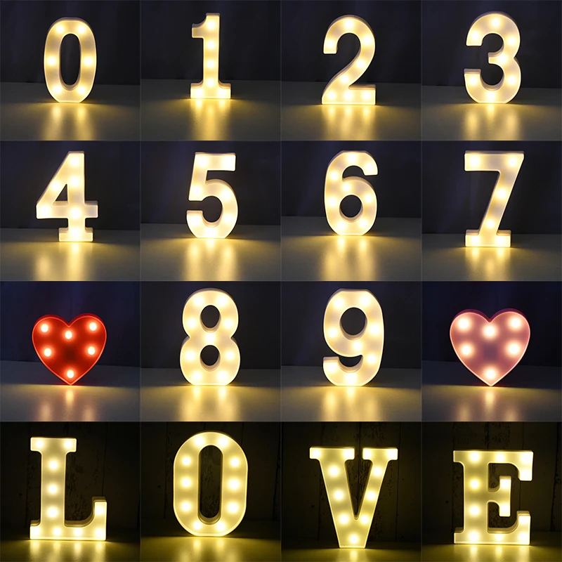 Luminous LED Letter Night Light 26 English Alphabet 0-9 Number Battery Lamp Romantic Wedding Party Valentines Day Creative Decor
Luminous LED Letter Night Light 26 English Alphabet 0-9 Number Battery Lamp Romantic Wedding Party Valentines Day Creative Decor