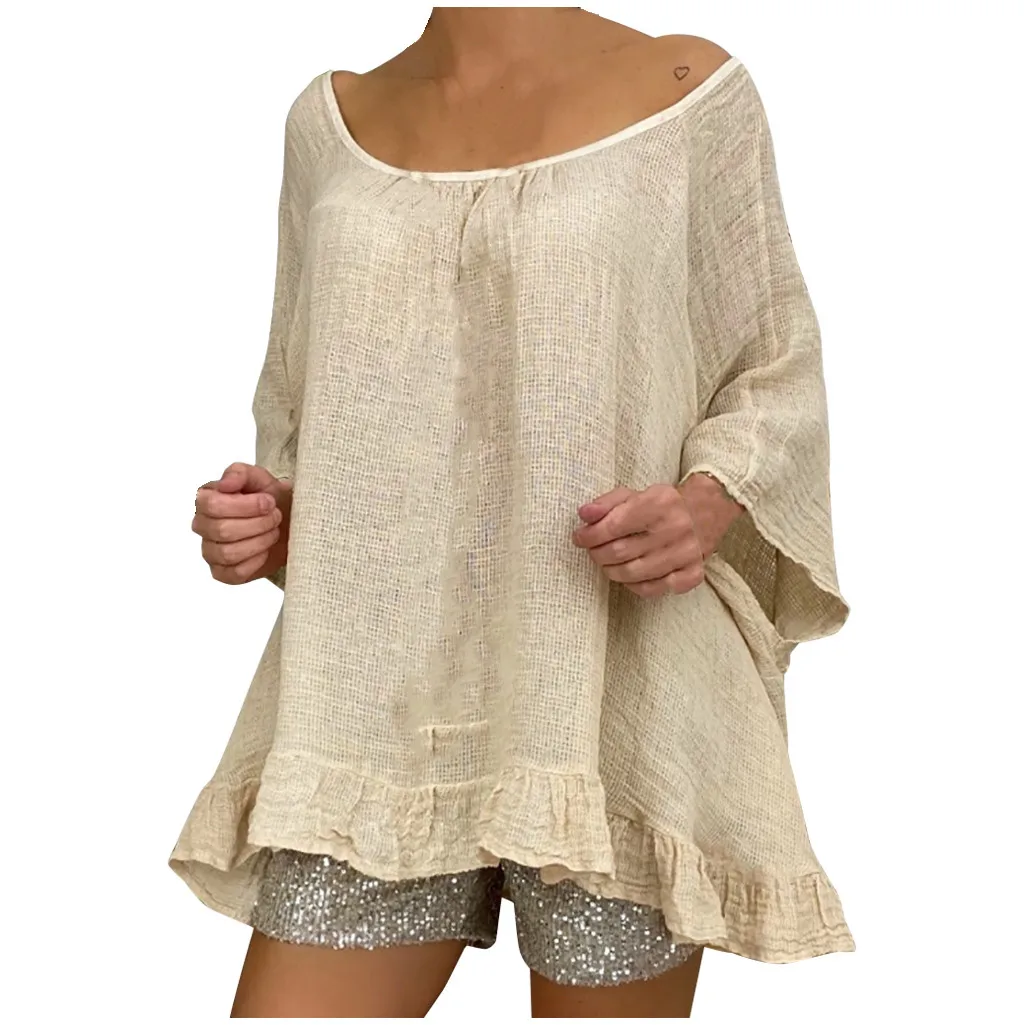 Summer Women Blouse 5xl Plus Size Linen Blouses Three Quarter Sleeve Beach Shirt Office Work Shirts Blusas Feminina Tops
Summer Women Blouse 5xl Plus Size Linen Blouses Three Quarter Sleeve Beach Shirt Office Work Shirts Blusas Feminina Tops