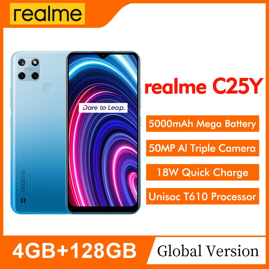 Смартфон глобальная версия realme C25Y 6 5 дюйма 4 + 128 ГБ 50 МП 5000 мА · ч 18 Вт | Мобильные