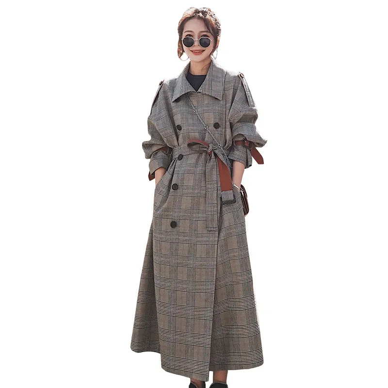 Spring Elegant Plaid Women Long Trench Coat Fashion British style Double breasted With waist Belt Outwear Windbreaker Female
Spring Elegant Plaid Women Long Trench Coat Fashion British style Double breasted With waist Belt Outwear Windbreaker Female
