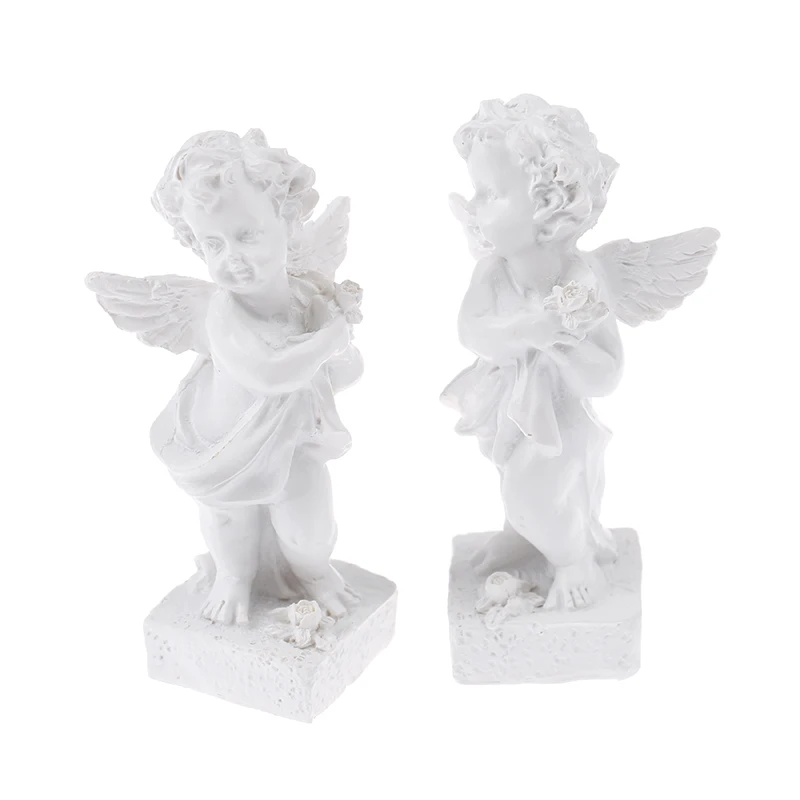 

1 пара 1:12 миниатюрные белые статуи ангелов для кукольного домика, модель кукольного домика, декоративные аксессуары